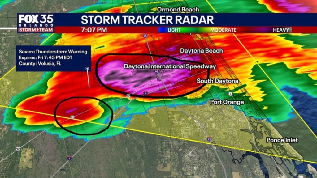 Severe Thunderstorm Slams Daytona International Speedway Saturday Evening With 2 Inch Hail, 406 Lightning Strikes and Brief Tornado Possible as Rockville Crowd Seeks Shelter
