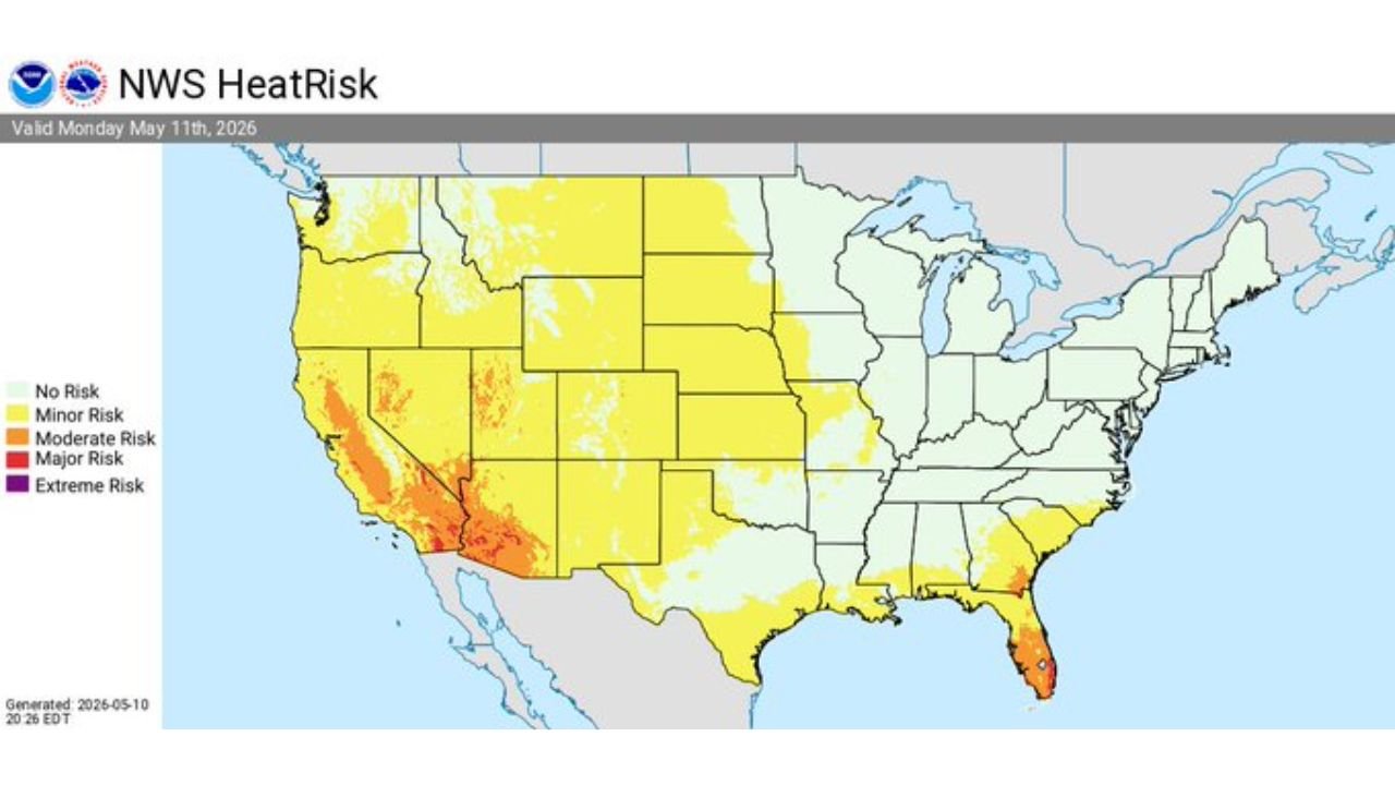 Southeast United States, Southwest United States and Northern Great Plains Face Severe Storms, Critical Fire Weather and Moderate Heat Risk Monday May 11