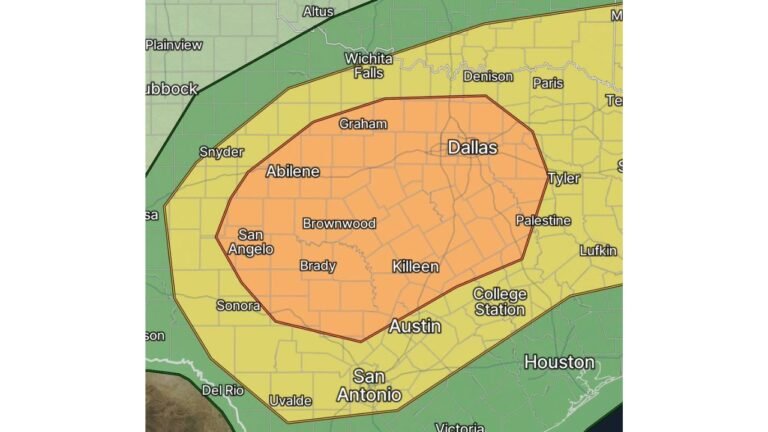 Texas Faces Enhanced Risk of Hurricane Force Wind Gusts Over 74 mph and Very Large Hail Sunday as Dallas, Abilene, Austin and Killeen Sit Inside the Highest Danger Zone