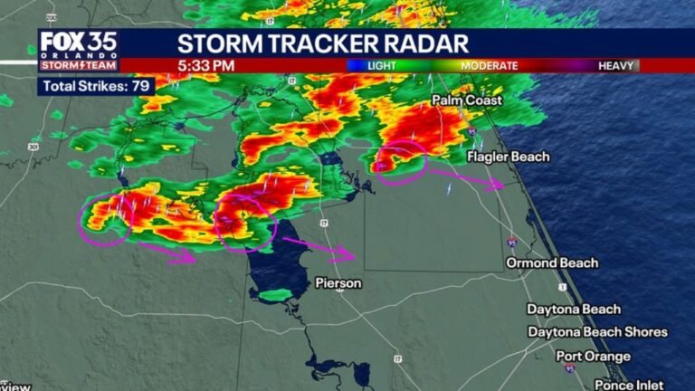 Three Rotating Storms Tracking Toward Daytona Beach and Flagler Beach Saturday Evening With Large Hail and Brief Tornado Threat After 7 PM Including Daytona International Speedway