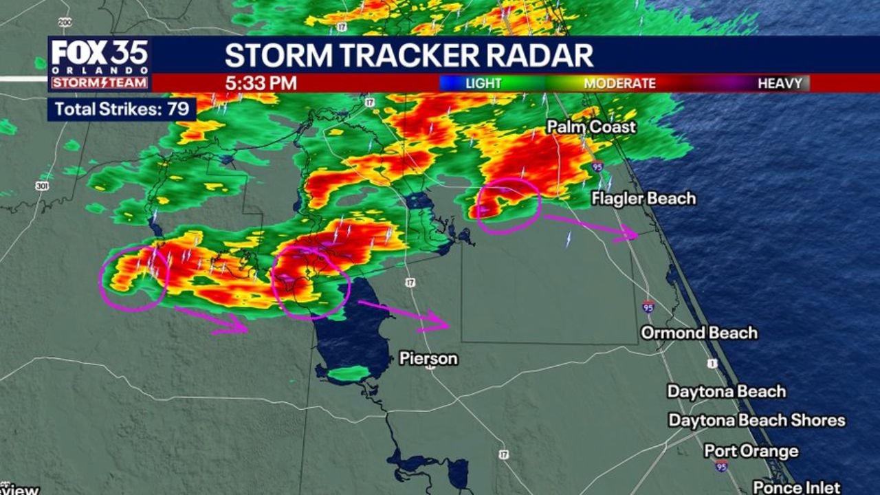 Three Rotating Storms Tracking Toward Daytona Beach and Flagler Beach Saturday Evening With Large Hail and Brief Tornado Threat After 7 PM Including Daytona International Speedway