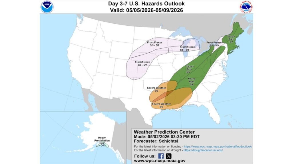 United States Faces Multi-Threat Hazards Week From May 5 to May 9 as Severe Weather, Frost and Heavy Rain Target Millions Across Multiple Regions