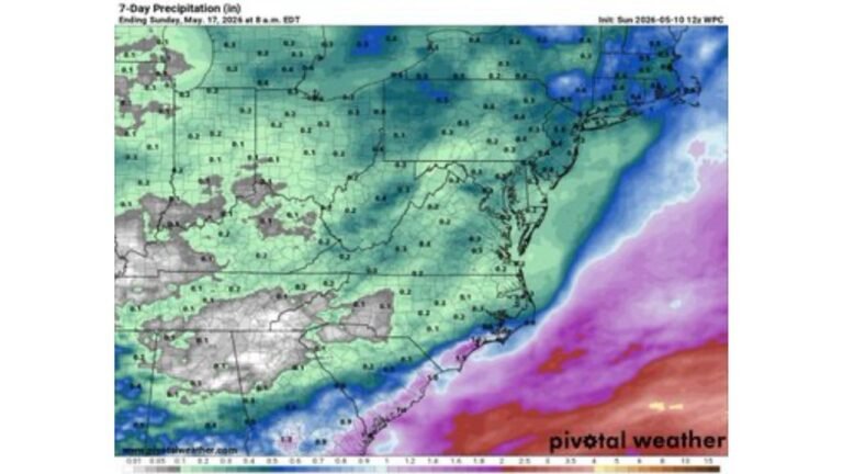 Washington DC, Maryland and Virginia Face Cloudy Showers Monday May 11 With Highs Only in the 60s Before Drier Conditions Return Tuesday